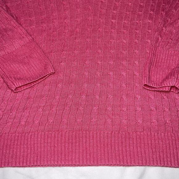J.Crew Sweater Women’s Size M Pink Cable Knit Linen V Neck Pullover Long Sleeve - Picture 3 of 14